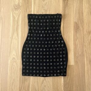 AFRM black strapless mini grommet dress, Size medium  never worn with tags